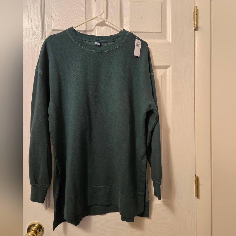 Old Navy Green Fleece Tunic Sweatshirt